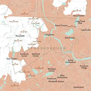 Middlesex Prints: MA Middlesex Tyngsborough Vector Road Map