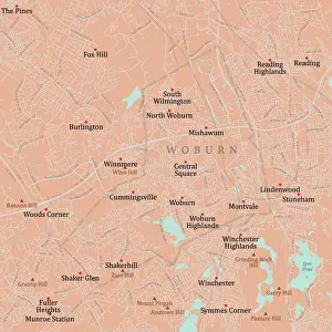 Middlesex Prints: MA Middlesex Woburn Vector Road Map