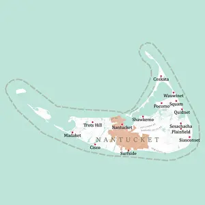 Digital Composite Prints: MA Nantucket Vector Road Map