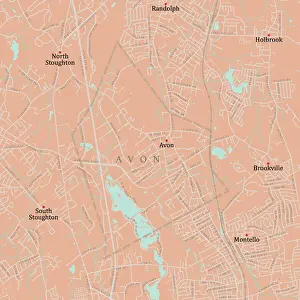 Norfolk Prints: MA Norfolk Avon Vector Road Map