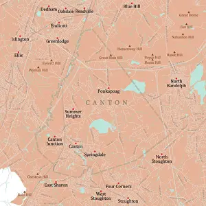 Norfolk Prints: MA Norfolk Canton Vector Road Map