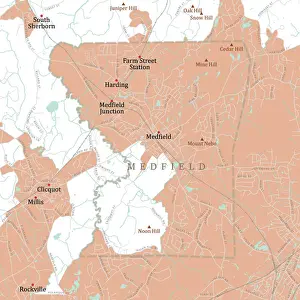 Norfolk Prints: MA Norfolk Medfield Vector Road Map