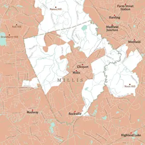 Norfolk Prints: MA Norfolk Millis Vector Road Map