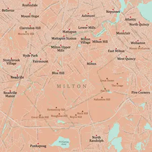 Norfolk Prints: MA Norfolk Milton Vector Road Map