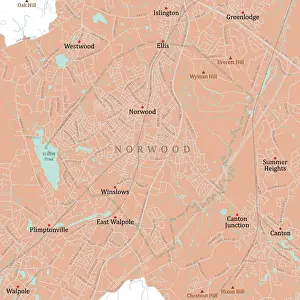 Norfolk Prints: MA Norfolk Norwood Vector Road Map