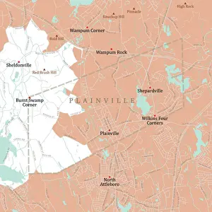 Norfolk Prints: MA Norfolk Plainville Vector Road Map