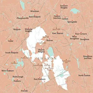 Norfolk Prints: MA Norfolk Sharon Vector Road Map