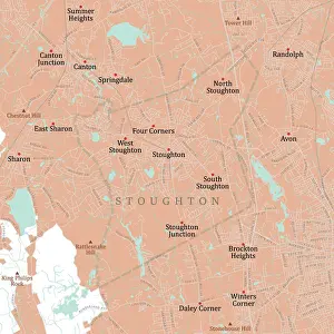 Norfolk Prints: MA Norfolk Stoughton Vector Road Map