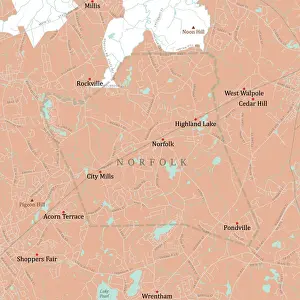Norfolk Prints: MA Norfolk Vector Road Map