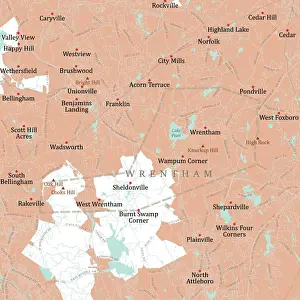 Norfolk Prints: MA Norfolk Wrentham Vector Road Map