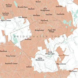 Computer Graphic Collection: MA Plymouth Bridgewater Town Vector Road Map