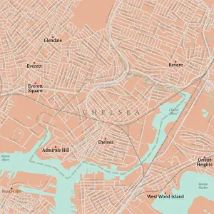 Reference Map Prints: MA Suffolk Chelsea Vector Road Map