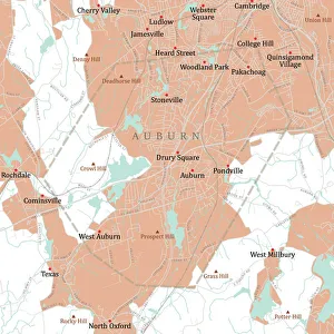 Computer Graphic Collection: MA Worcester Auburn Vector Road Map
