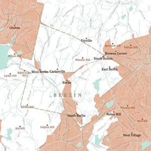 Clinton Prints: MA Worcester Berlin Vector Road Map