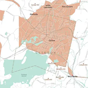 MA Worcester Clinton Vector Road Map