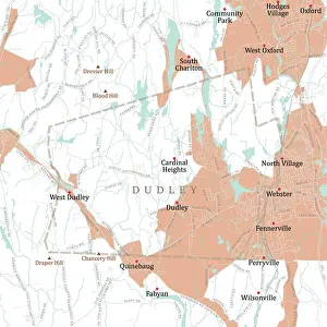 Worcester Prints: MA Worcester Dudley Vector Road Map
