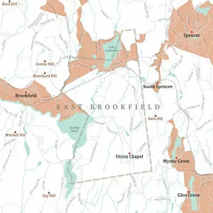 Computer Graphic Collection: MA Worcester East Brookfield Vector Road Map