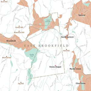 Computer Graphic Collection: MA Worcester East Brookfield Vector Road Map