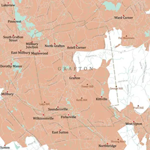 Computer Graphic Collection: MA Worcester Grafton Vector Road Map
