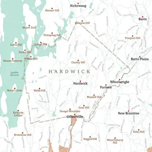 Furnace Prints: MA Worcester Hardwick Vector Road Map