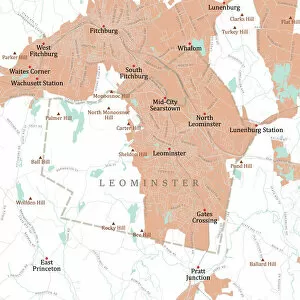 Computer Graphic Collection: MA Worcester Leominster Vector Road Map