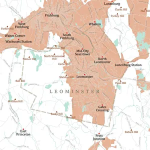 Computer Graphic Collection: MA Worcester Leominster Vector Road Map