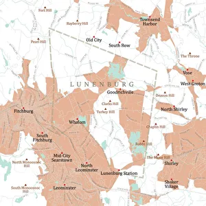 Computer Graphic Collection: MA Worcester Lunenburg Vector Road Map