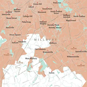 Computer Graphic Collection: MA Worcester Millbury Vector Road Map