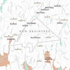 Computer Graphic Collection: MA Worcester New Braintree Vector Road Map