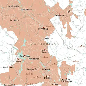 Riverdale Prints: MA Worcester Northbridge Vector Road Map
