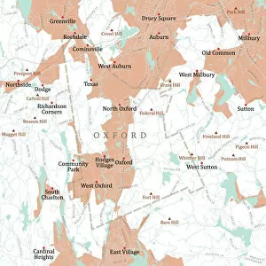 Computer Graphic Collection: MA Worcester Oxford Vector Road Map
