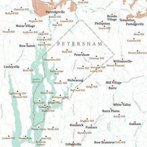 Computer Graphic Collection: MA Worcester Petersham Vector Road Map