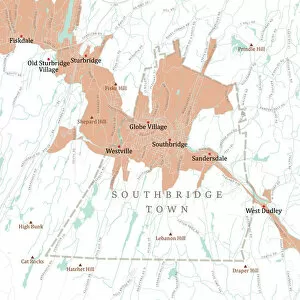 Computer Graphic Collection: MA Worcester Southbridge Town Vector Road Map