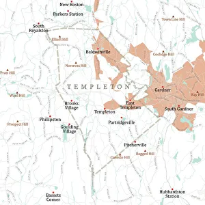 Computer Graphic Collection: MA Worcester Templeton Vector Road Map