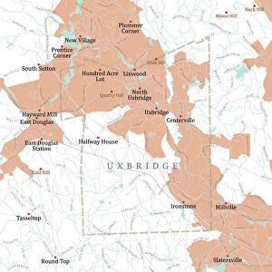 Computer Graphic Collection: MA Worcester Uxbridge Vector Road Map
