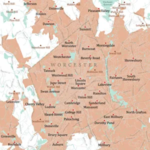 Computer Graphic Collection: MA Worcester Vector Road Map