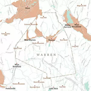 Computer Graphic Collection: MA Worcester Warren Vector Road Map
