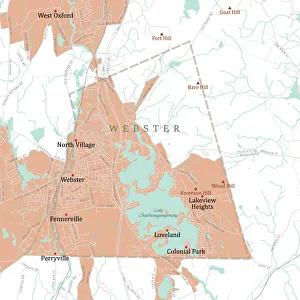 Computer Graphic Collection: MA Worcester Webster Vector Road Map