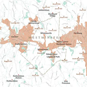 Computer Graphic Collection: MA Worcester Westminster Vector Road Map