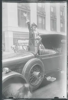 Mabel Normand Waving from Car