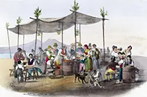 Merchant Prints: Macaroni Vendor In Market Place
