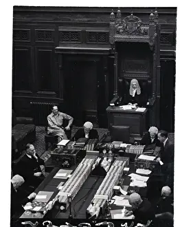 MacArthur Seated Among Wigged Parliament