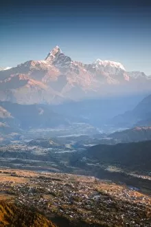 Townscape Gallery: Machapuchare peak in the Annapurna at sunrise, Nepal