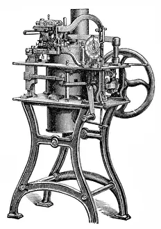 Printing Plant Prints: Machines for making metal letters used for printing, casting machine