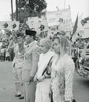 Bandung Prints: Madame Pandit and President Soekarno Listening to an Anthem
