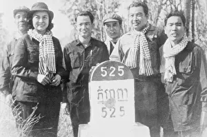 Madame Sihanouk, Khieu Samphan, Prince Sihanouk, and Hu Nim Posing