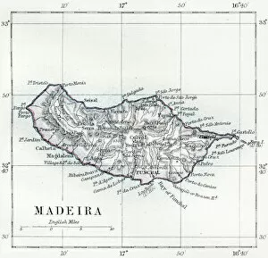 Images Dated 23rd August 2017: Madeira island map 1883