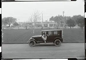 Madge Bellamy Posing in Front of a Car