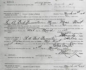 Houston Prints: Mae West Marriage License