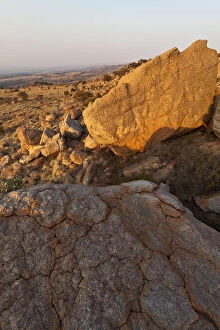 Images Dated 26th July 2008: Magaliesberg Mountain Rock Formations at Sunset with a View over the Mountain Range